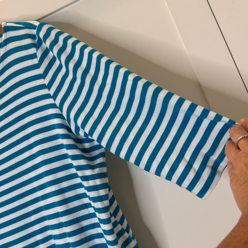Lands' End Blue and White Striped Long Sleeve Tee Large - Picture 5 of 9